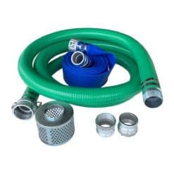 Gloxco 3" Pump Hose Kit with Aluminum Cam and Groove Fittings - Includes Green PVC Suction Hose, Discharge Hose, Plated Steel Strainer, Additional Male Adapters
