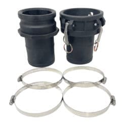 Poly 4" Cam and Groove Fitting Kit with Male Camlock Adapter, Female Camlock Coupler, Four Clamps