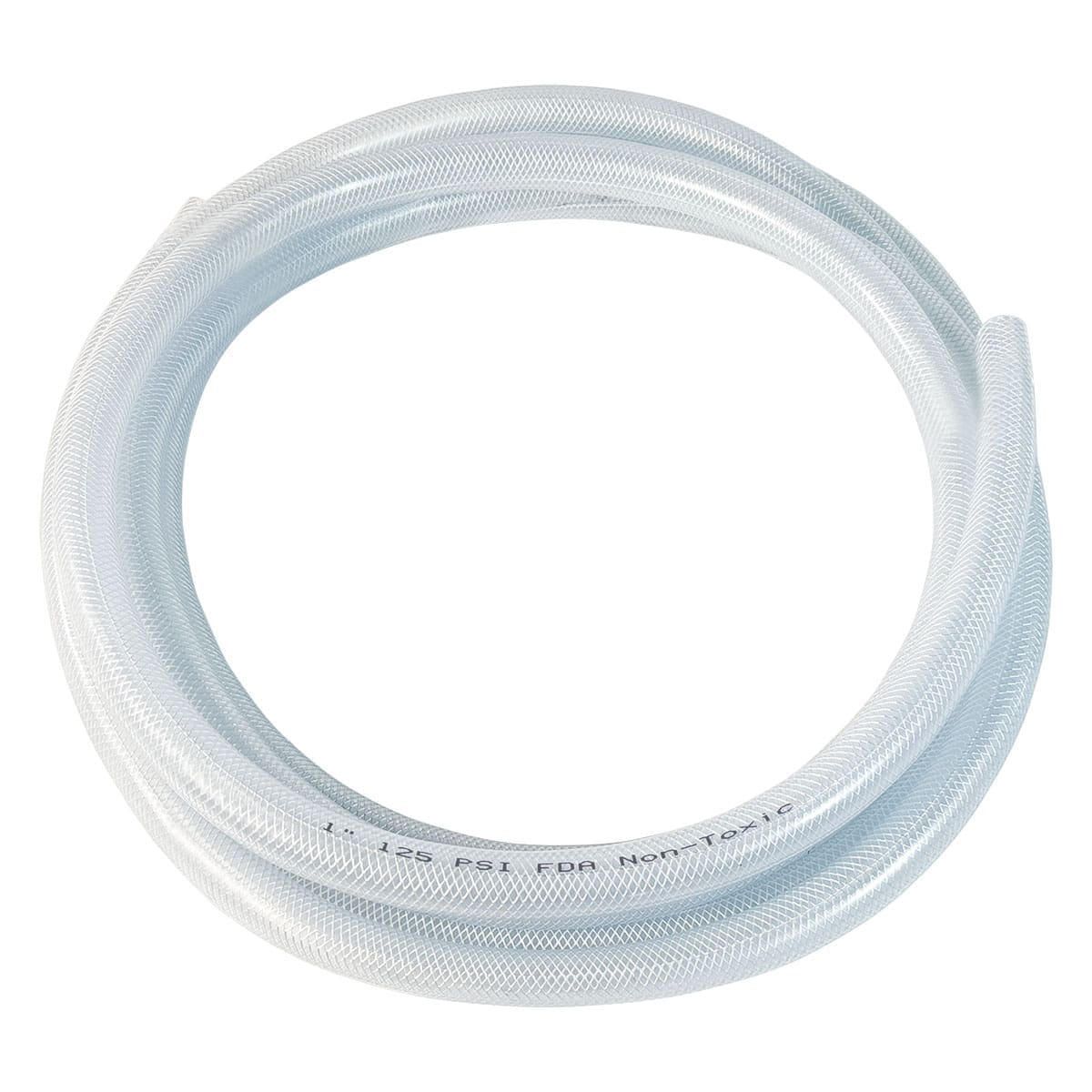Gloxco Clear Braided PVC Tubing, Food Grade, Heavy Duty Reinforced Hose, 1" ID, 25 Ft Length