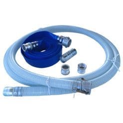 Gloxco 2" Pump Hose Kit with Aluminum Cam and Groove Fittings - Includes Clear PVC Suction Hose, Discharge Hose, Long Style Strainer, Additional Male Adapters