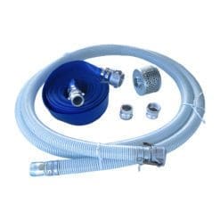 Gloxco 2" Pump Hose Kit with Aluminum Cam and Groove Fittings - Includes Clear PVC Suction Hose, Discharge Hose, Plated Steel Strainer, Additional Male Adapters