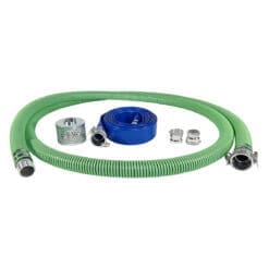 Gloxco 2" Pump Hose Kit with Aluminum Cam and Groove Fittings - Includes Green EPDM Suction Hose, Discharge Hose, Plated Steel Strainer, Additional Male Adapters
