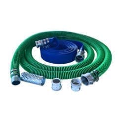Gloxco 2" Pump Hose Kit with Aluminum Cam and Groove Fittings - Includes Green EPDM Suction Hose, Discharge Hose, Long Style Strainer, Additional Male Adapters