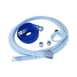 Gloxco 2" Pump Hose Kit with Aluminum Cam and Groove Fittings – Includes Clear PVC Suction Hose, Discharge Hose, Bottom Hole Skimmer, Additional Male Adapters