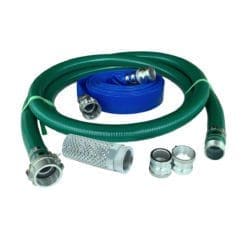 Gloxco 2" Pump Hose Kit with Aluminum Cam and Groove Fittings - Includes Green PVC Suction Hose, Discharge Hose, Long Style Strainer, Additional Male Adapters