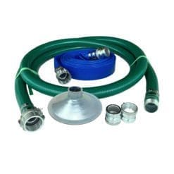 Gloxco 2" Pump Hose Kit with Aluminum Cam and Groove Fittings - Includes Green PVC Suction Hose, Discharge Hose, Bottom Hole Skimmer, Additional Male Adapters