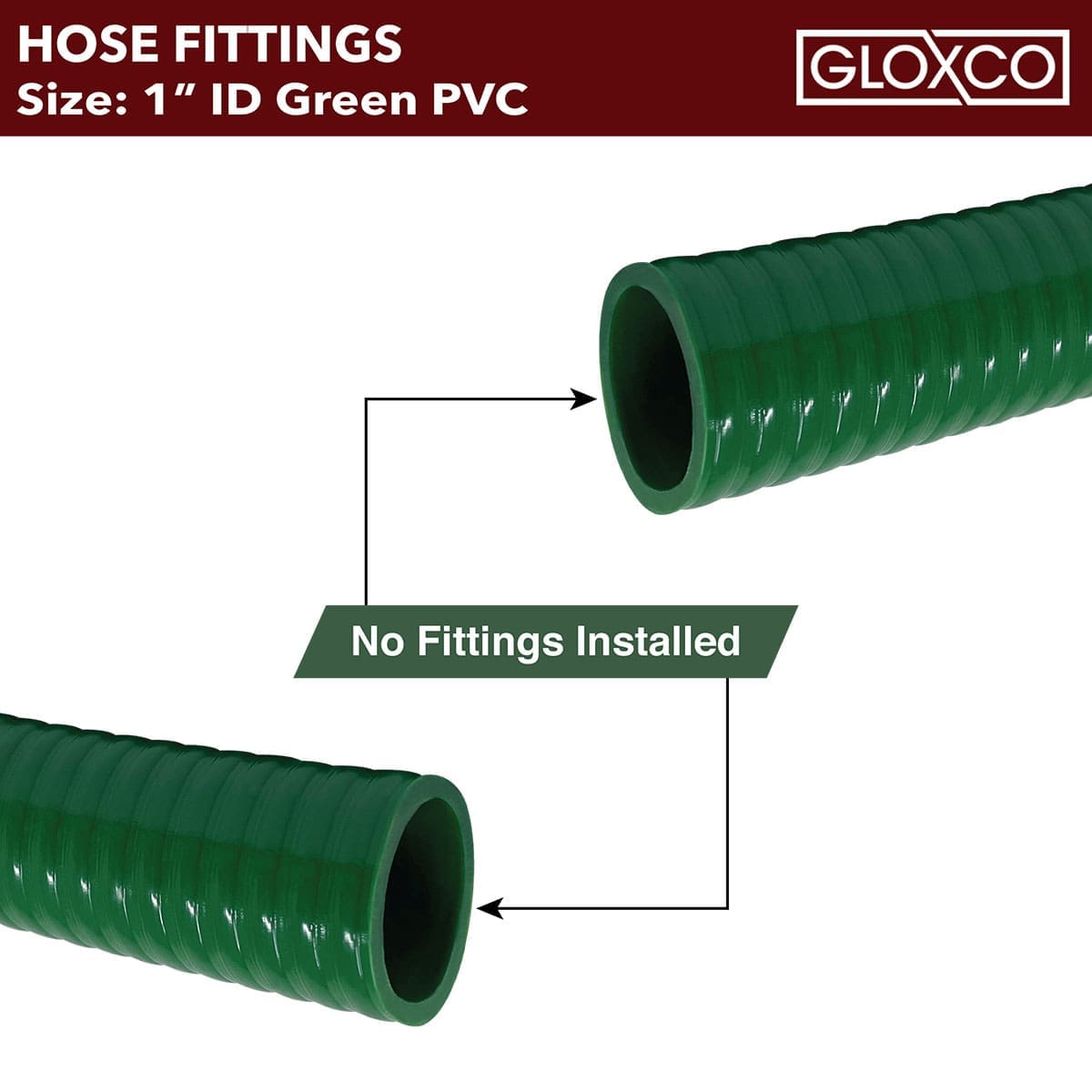 Gloxco 1" ID Green PVC Suction Hose, 85 PSI