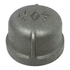 1-1/4" Pipe Fitting Cap, 150# Black Malleable Iron, Female NPT Threads