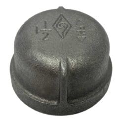 1-1/2" Pipe Fitting Cap, 150# Black Malleable Iron, Female NPT Threads