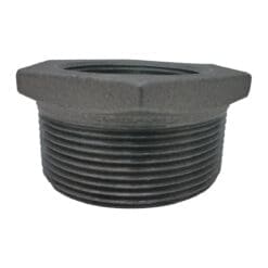 2" x 1-1/2" Pipe Fitting, Hex Bushing, 2" Male NPT x 1-1/2" Female NPT, 150# Black Malleable Iron