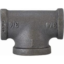 3/4" x 1" Pipe Fitting Bullhead Tee, 150# Black Malleable Iron, Female NPT Threads