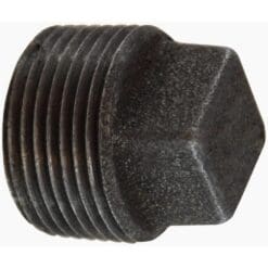 1/8" Pipe Fitting Square Head Plug, 1/8" Male NPT x Square Head Plug, 150# Black Malleable Iron