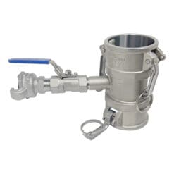 Cam and Groove Fitting, Type DD with 1/2" Blowdown Assembly, Stainless Steel, 2" Female Camlock Coupler x 2" Female Camlock Coupler (CAM-2020-DDBD05-SS)