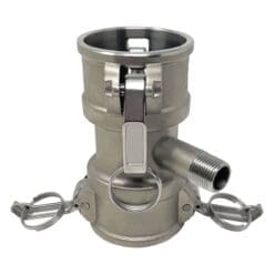 Camlock Fitting, Type DD with 1/2" Pipe Tap, Stainless Steel, 2" Female Camlock Coupler x 2" Female Camlock Coupler, (CAM-2020-DDPT05-SS)