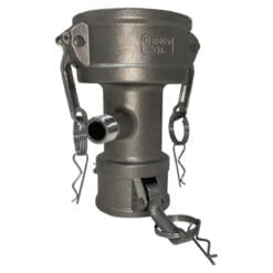 Camlock Fitting, Type DD with 1/2" Pipe Tap, Stainless Steel, 3" Female Camlock Coupler x 2" Female Camlock Coupler, (CAM-3020-DDPT05-SS)