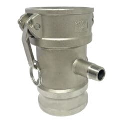 Camlock Fitting, Type DA with 1/2" Pipe Tap, Stainless Steel, 3" Female Camlock Coupler x 3" Male Camlock Adapter, (CAM-3030-DAPT05-SS)