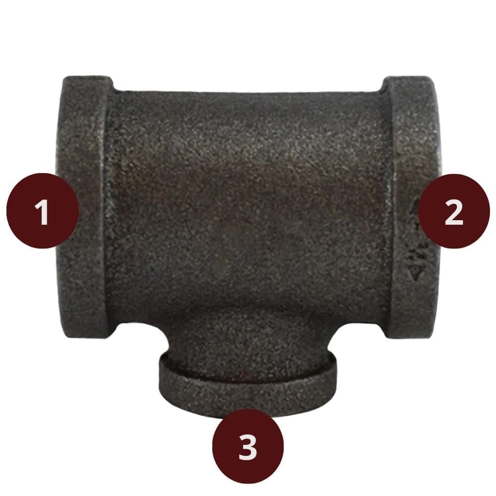 3/4" X 1/4" Pipe Fitting Reducing Tee, 3/4" Female NPT x 1/4" Female NPT, 150# Black Malleable Iron - Image 2
