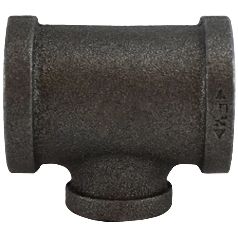 3/4" X 1/4" Pipe Fitting Reducing Tee, 3/4" Female NPT x 1/4" Female NPT, 150# Black Malleable Iron