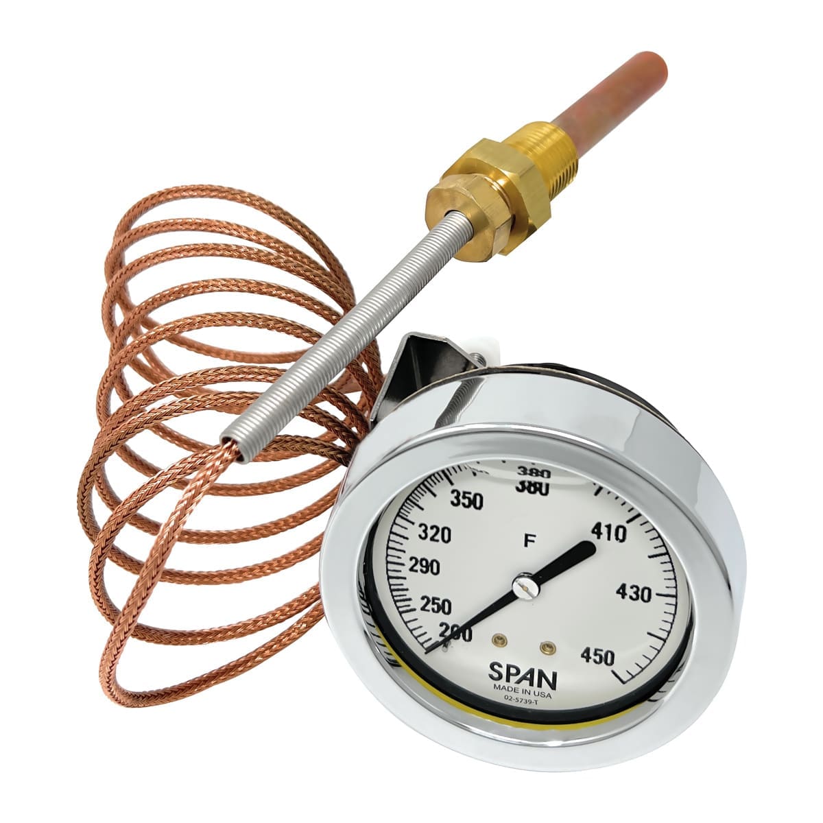 National Vacuum Blower Exhaust Thermometer, 200 to 450 deg F, 6' Copper Lead, 3/8" UNC (NVE-408-200-006)
