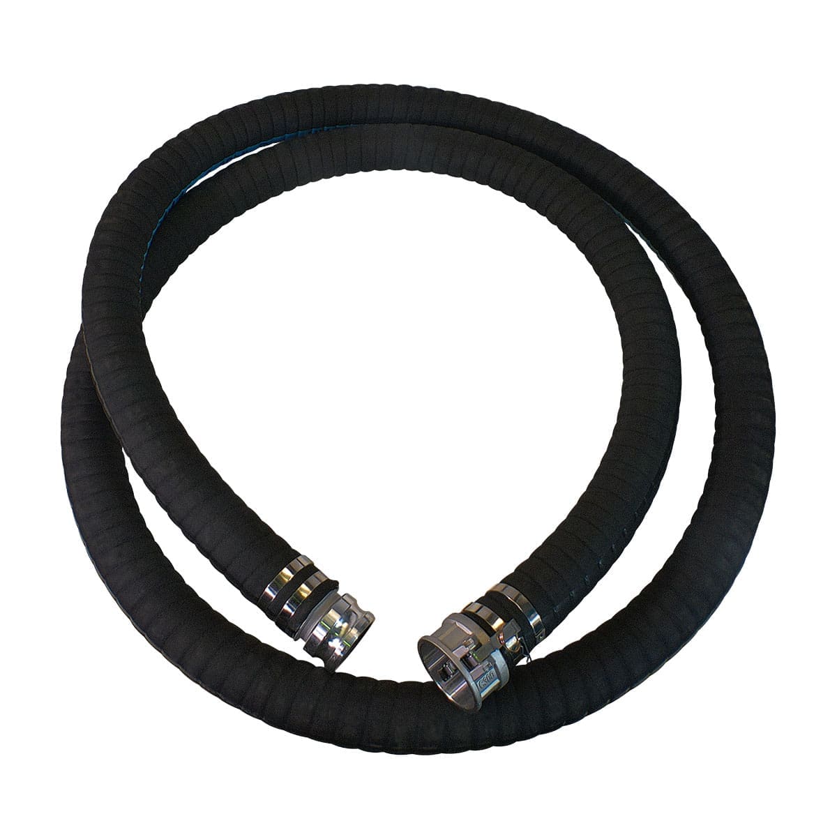 3" Oil Field Suction Hose Assembly, Corrugated - Blue Lay Line, Male Camlock x Female Camlock, 150 PSI, 20' Length - Image 2