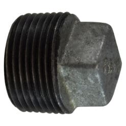 2-1/2" Pipe Fitting Square Head Plug, 2-1/2" Male NPT x Square Head Plug, 150# Galvanized Malleable Iron