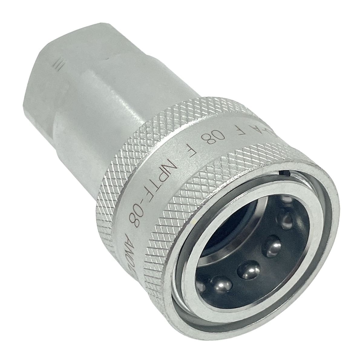 1/2" Hydraulic Quick Release Coupling, Series A, 1/2" Female Socket x 1/2" Female Threads, Galvanized Steel - Image 3