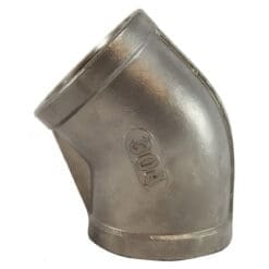1-1/4" Pipe Fitting Elbow, 1-1/4" Female NPT x 1-1/4" Female NPT, 45 Degree, 150# 304 Stainless Steel