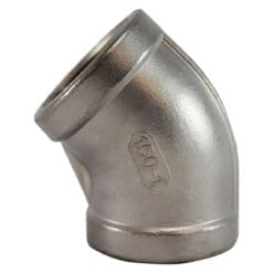 1-1/4" Pipe Fitting Elbow, 1-1/4" Female NPT x 1-1/4" Female NPT, 45 Degree, 150# 316 Stainless Steel