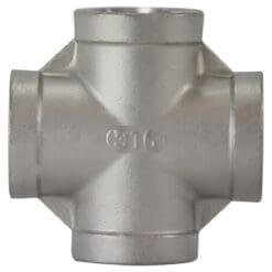 1/2" Pipe Fitting Cross, 150# 316 Stainless Steel, Female NPT Threads