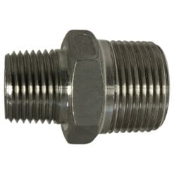 3/4" x 3/8" Pipe Fitting, Reducing Hex Nipple, 3/4" x 3/8" Male NPT, 150# 316 Stainless Steel