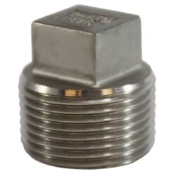 1" Pipe Fitting Square Head Plug, 1" Male NPT x Square Head Plug, 150# 316 Stainless Steel