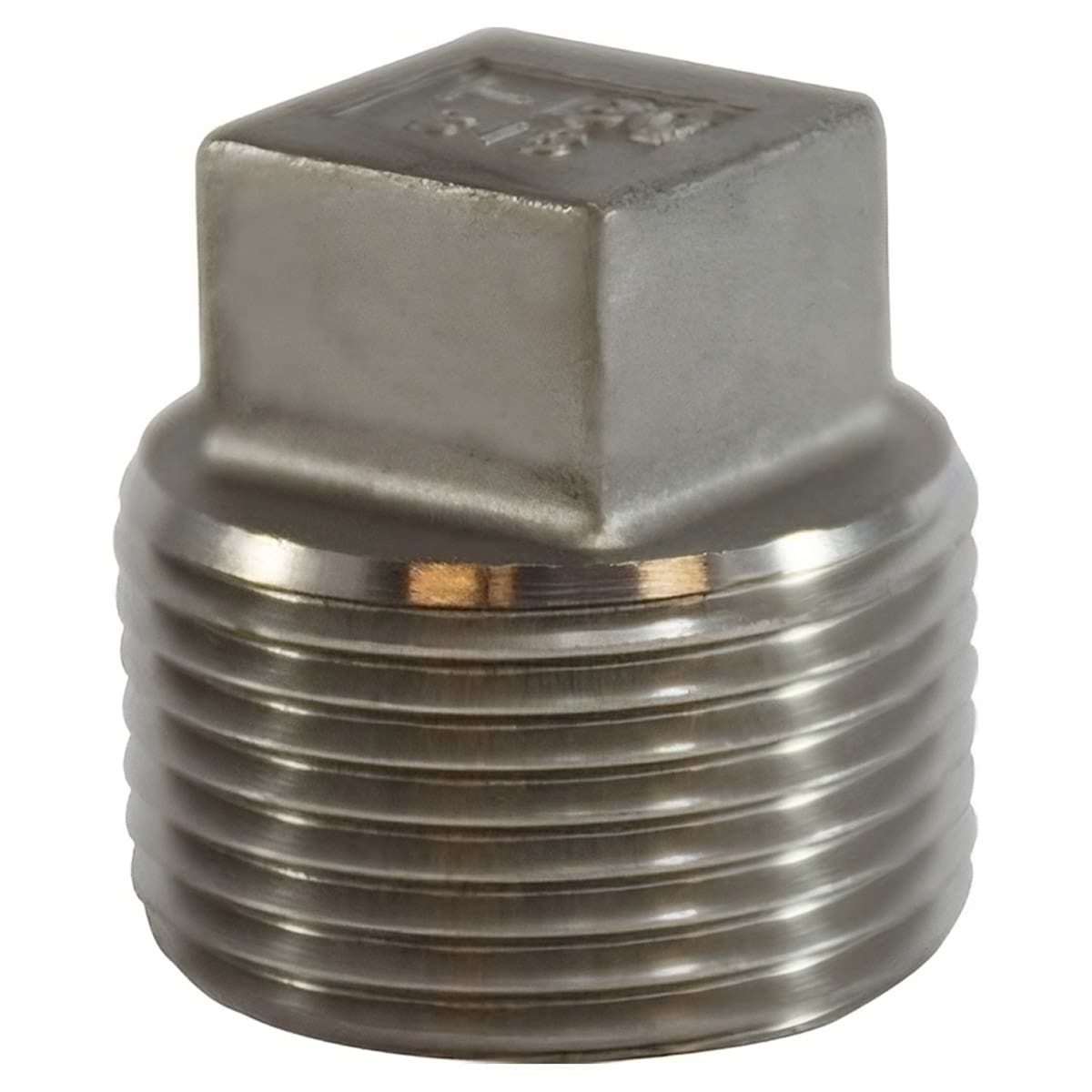 4" Pipe Fitting Square Head Plug, 4" Male NPT x Square Head Plug, 150# 316 Stainless Steel
