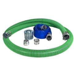 Gloxco 3" Pump Hose Kit with Aluminum Cam and Groove Fittings - Includes Green EPDM Suction Hose, Discharge Hose, Plated Steel Strainer, Additional Male Adapters