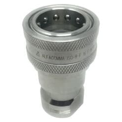 1" Hydraulic Quick Release Coupling, Series B, 1" Female Socket x 1" Female Threads, Galvanized Steel