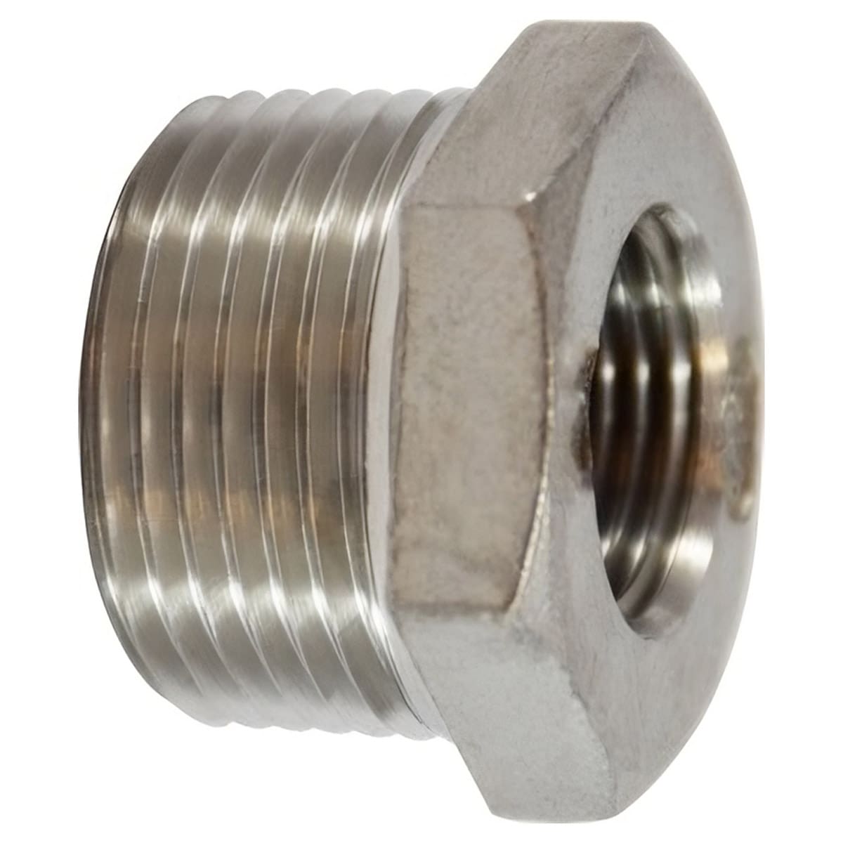 3/4" x 3/8" Pipe Fitting, Hex Bushing, 3/4" Male NPT x 3/8" Female NPT, 150# 304 Stainless Steel
