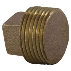 1" Pipe Fitting Solid Square Head Plug, 1" Male NPT x Solid Square Head Plug, 125# Bronze