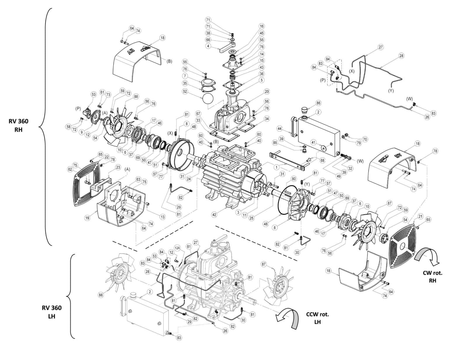 Mac Cmd260 Rv Exploded View 4023100047, Bearing 6309 C3, Jurop RV360 Vacuum Pump Part