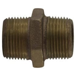 1-1/4" Pipe Fitting Hex Nipple, 125# Bronze, Male NPT Threads
