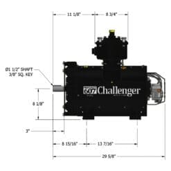 NVE 607 PRO Challenger Vacuum Pump, Clockwise Rotation, Top Valve, Fan Cooled (NVE-100-607P-FD)