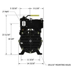NVE 607 PRO Challenger Vacuum Pump, Clockwise Rotation, Top Valve, Fan Cooled (NVE-100-607P-FD)