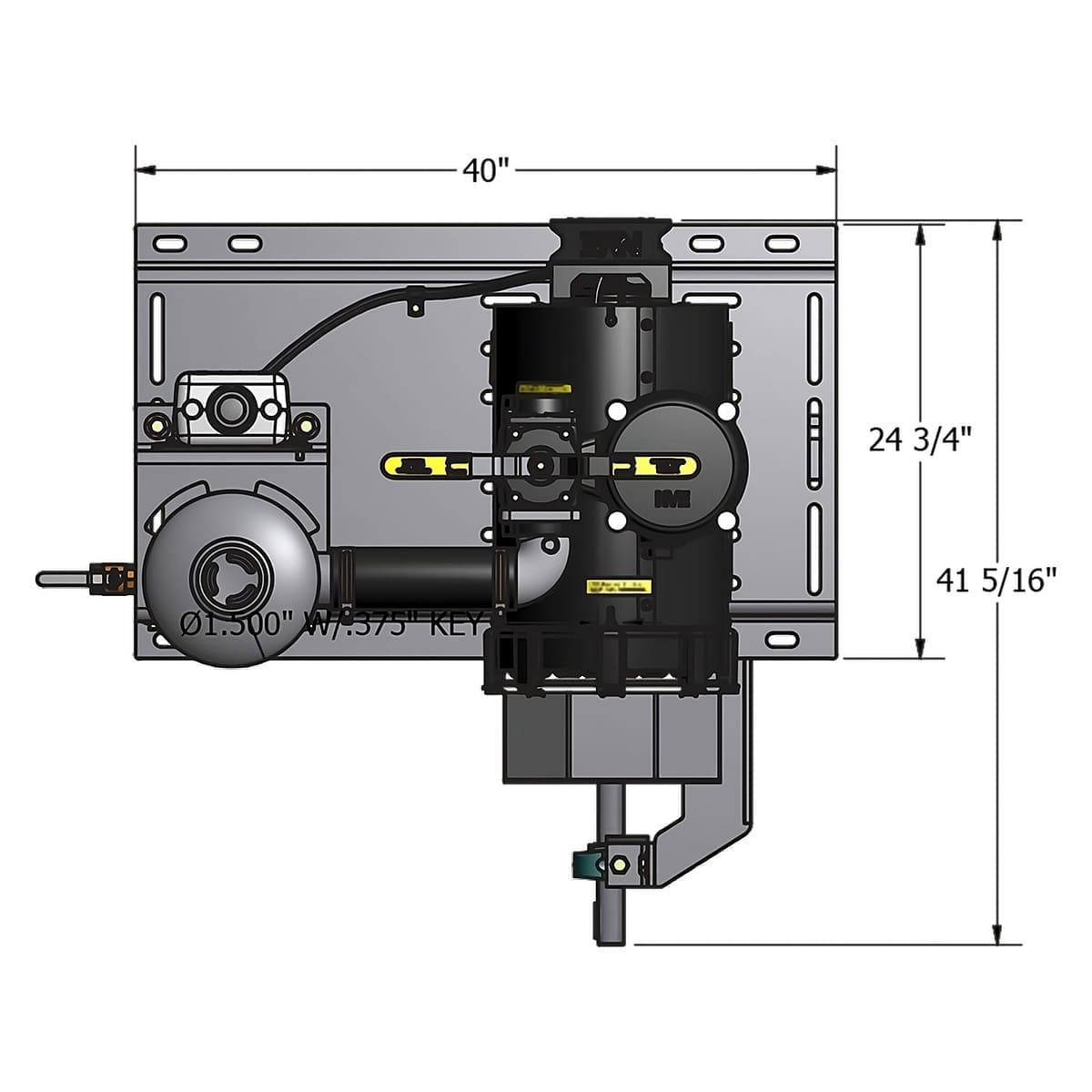 NVE 607 PRO Challenger Vacuum Pump Top of Frame Mount Package, Clockwise Rotation, Top Valve, Fan Cooled, Muffler Package (NVE-117-607P-TM-FD)