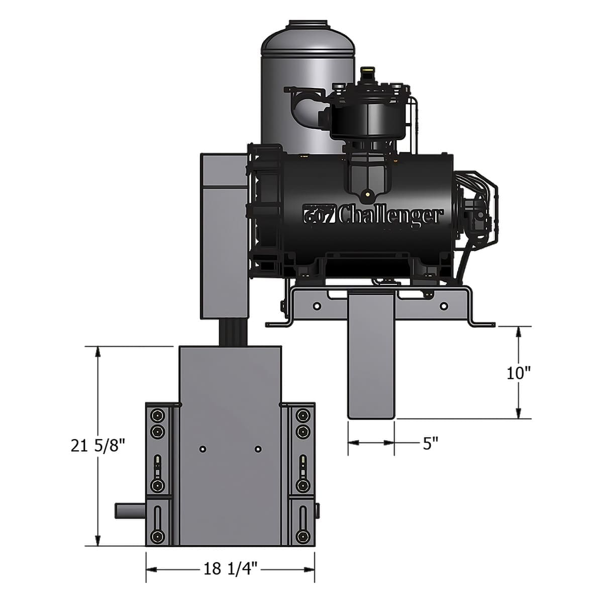NVE 607 PRO Challenger Vacuum Pump Top of Frame Mount Package, Clockwise Rotation, Top Valve, Fan Cooled, Muffler Package (NVE-117-607P-TM-FD)